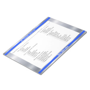 Pageant Packing Checklist Royal Blue and Silver  Notepad