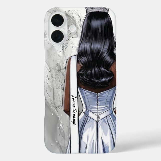 Pageant Phone Case Silver Glitter Pageant Queen (Back)