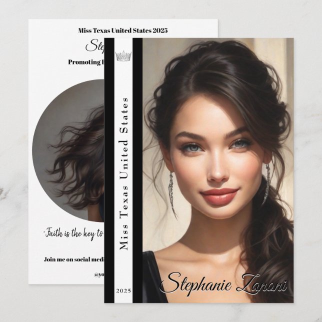 Pageant Sash Autograph Card Template (Front/Back)