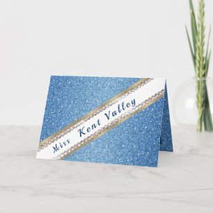 Pageant Sash Banner Faux Glitter Note Card