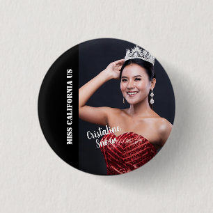 Pageant Sash Button Pin - Photo Dark Background