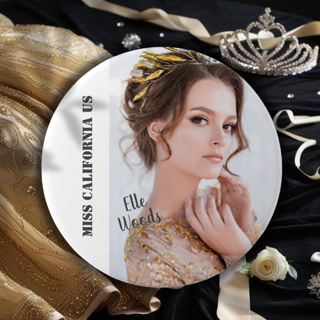 Pageant Sash Button Pin - Photo Light Background (Creator Uploaded)