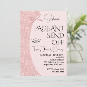 Pageant Send Off Party Invitation   Pink Glitter