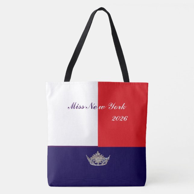 Pageant Silver Crown Tote Bag-Large Red white blue (Front)