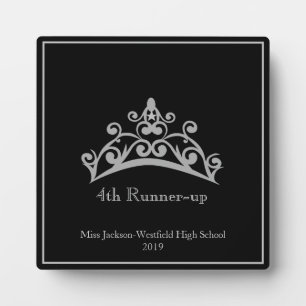 Pageant Silver Tiara Crown 4th Runner-up Plaque