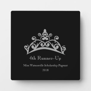 Pageant Silver Tiara Crown 4th Runner-up Plaque