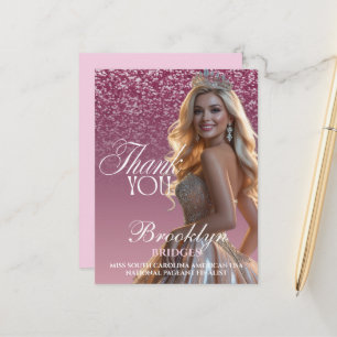 Pageant Thank You - Raspberry Sparkle Cutout Photo Postcard