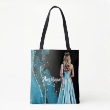 Pageant Tote Bag Blue & Gold Sparkle Pageants