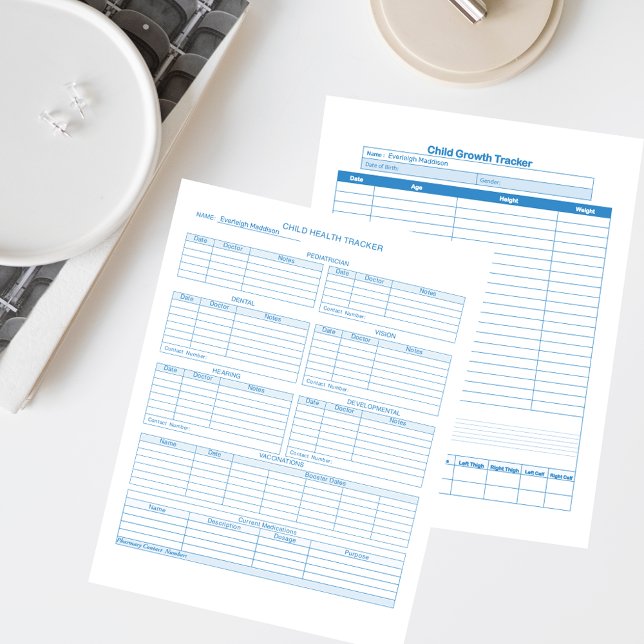 Pages Blue Child Healcare and Growth Tracker (Créateur téléchargé)