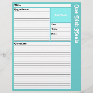 Pages de recette de lin (Aqua clair)