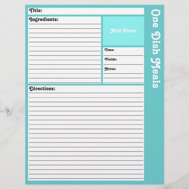 Pages de recette de lin (Aqua clair) (Devant)