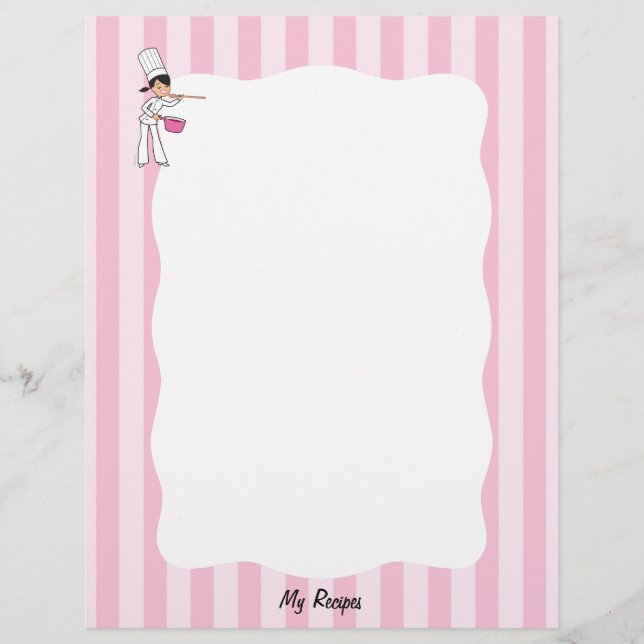 Pages de recette du chef mignon pour le Classeur (Devant)