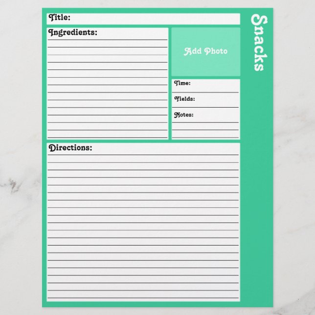 Pages de recette liées (Turquoise clair) (Devant)