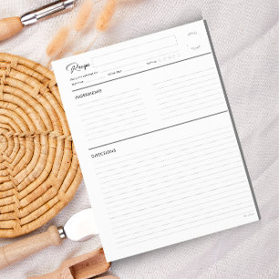 Pages de recette lin moderne en format lettre gris