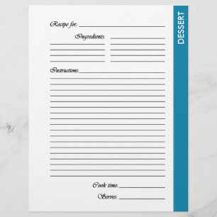 Pages de recette recto recto bleu DESSERT