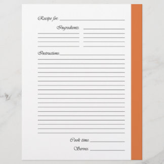 Pages de recette recto verso orange