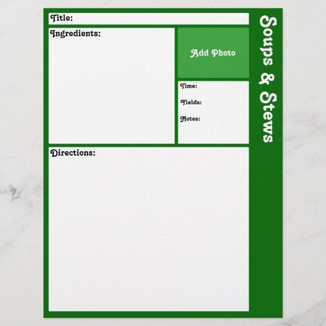 Pages de recette (Vert foncé) (Devant)