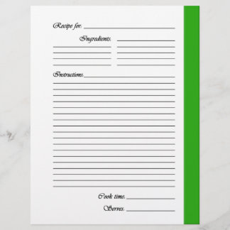 Pages de recette vertes recto-verso