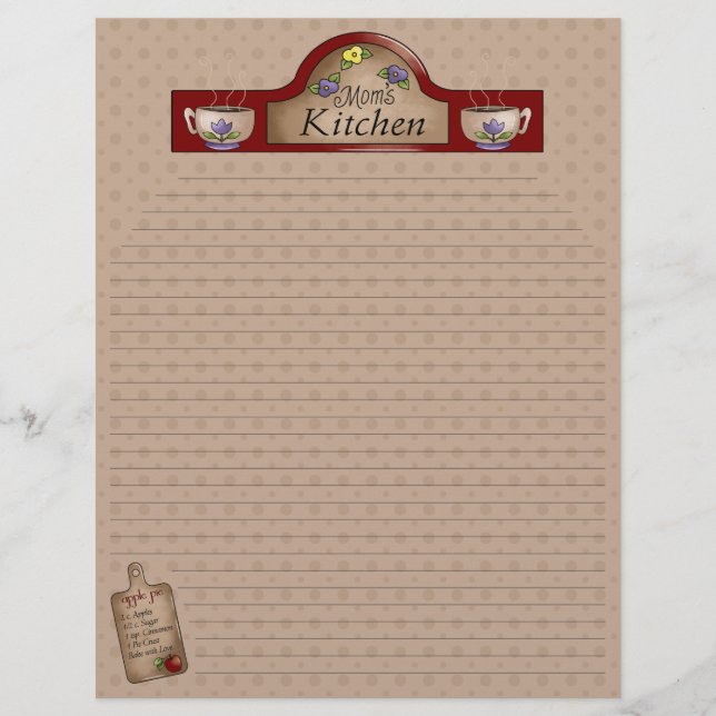 Pages de recettes de cuisine de maman (Lined) (Devant)