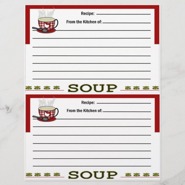 Pages de recettes de soupe pour le Classeur de rec (Devant)
