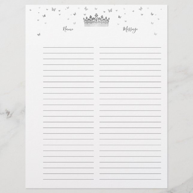 Pages de remplissage du livre d'invité sur papier  (Devant)