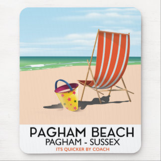 Pagham Beach Sussex vintage travel poster Mouse Pad