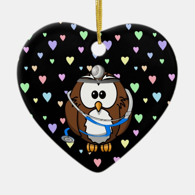 paging Doc Owl Ceramic Ornament (Front)