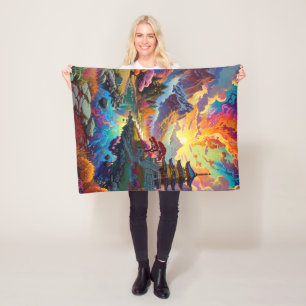 Pagoda and Coloured Landscape  Fleece Blanket