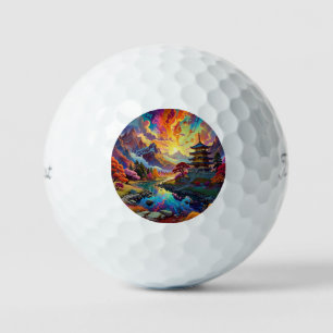 Pagoda and Coloured Landscape Golf Balls