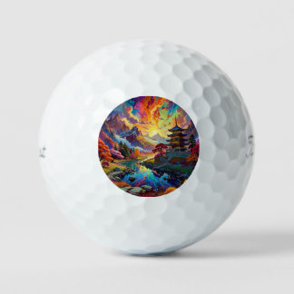 Pagoda and Coloured Landscape  Golf Balls