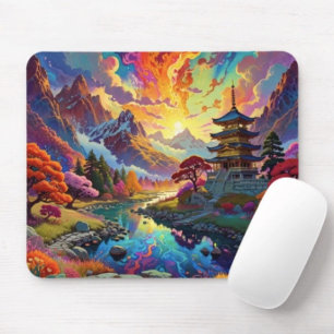 Pagoda and Coloured Landscape Mouse Pad