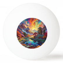 Pagoda and Coloured Landscape Ping Pong Ball