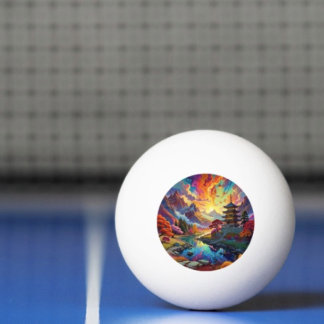 Pagoda and Coloured Landscape Ping Pong Ball