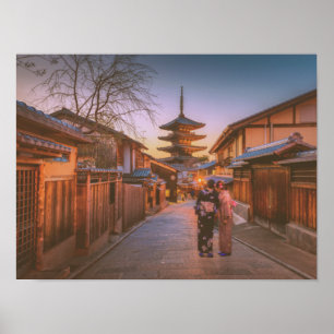 Pagoda at Dusk in Kyoto Japan Poster