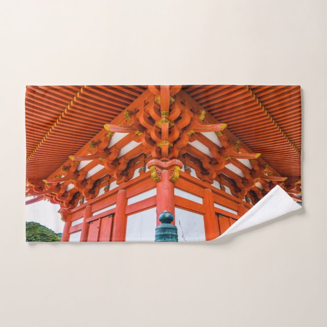 Pagoda bottom up perspective, Miyajima Bath Towel Set (Hand Towel)
