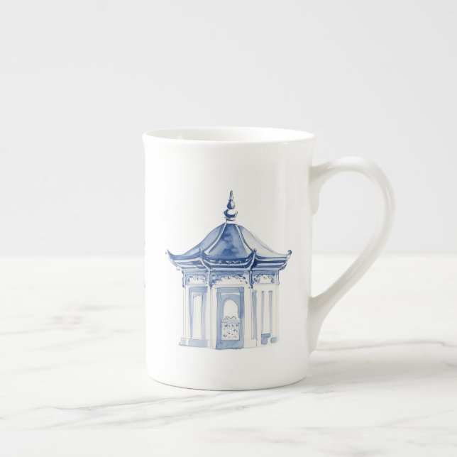 Pagoda Chinoiserie Blue and White Coffee Mug (Right)