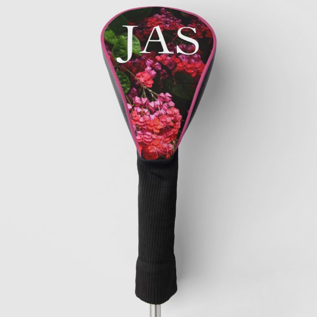 Pagoda Flowers Colorful Red and Pink Golf Head Cover (Front)