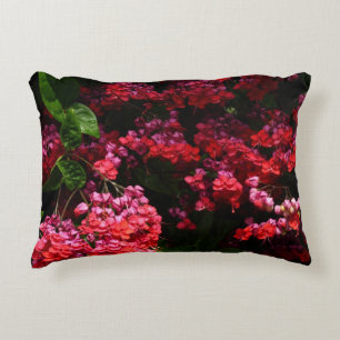Pagoda Flowers Colourful Red and Pink Accent Pillow