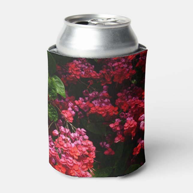 Pagoda Flowers Colourful Red and Pink Can Cooler (Can Front)