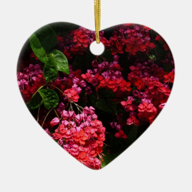 Pagoda Flowers Colourful Red and Pink Ceramic Ornament (Front)