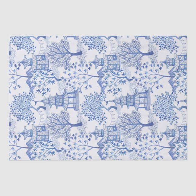 pagoda forest in blue tissue paper (Front)