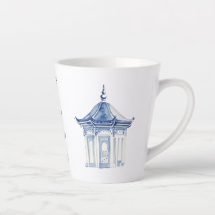 Pagode Chinoiserie Bleu et Blanc Latte Mug