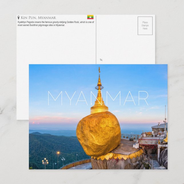 Pagode Kyaiktiyo, Kinpun, Myanmar Carte postale de (Devant / Derrière)