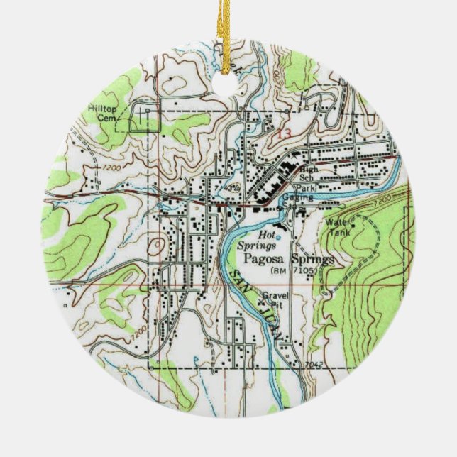 Pagosa Springs CO Map Ceramic Ornament (Back)