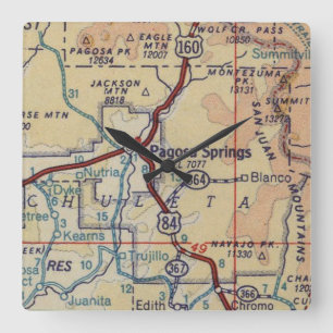 Pagosa Springs CO Vintage Map Square Wall Clock