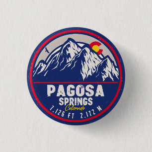 Pagosa Springs Colorado Retro Sunset Mountain 1 Inch Round Button