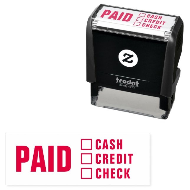 Paid Cash Credit Card Check Business Invoice Self-inking Stamp (In Situ)