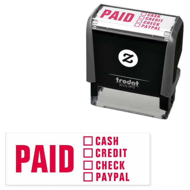 Paid Cash Credit Check Paypal Self-inking Stamp (In Situ)
