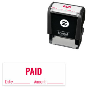 PAID Date Amount Business Text Template Self-inking Stamp