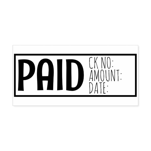 Paid Details Check Number Amount Date Invoice Rubber Stamp (Imprint)